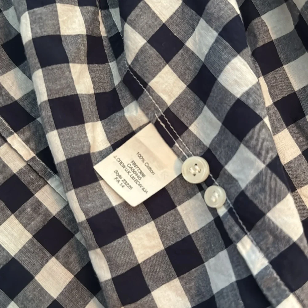 J. Crew Black and White Gingham Button-Down Shirt